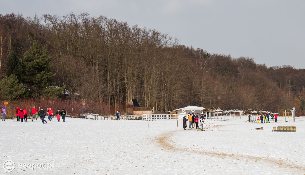 Narty, sanki i spacery: weekendowe tłumy na plaży w Sopocie [FOTO]