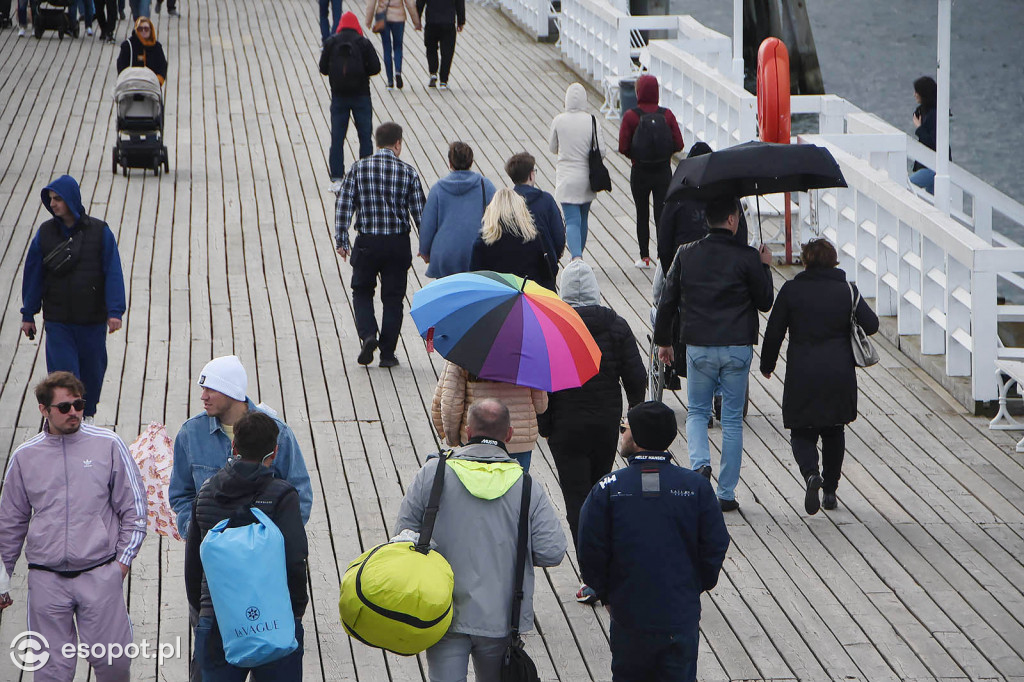 Pierwszy weekend bezpłatnego molo w Sopocie! Dużo chmur i pustki na plaży  [FOTO]