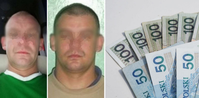 Fot. Komenda Wojewódzka Policji w Gdańsku. Na zdjęciach po lewej wizerunek poszukiwanego mężczyzny / Na zdjęciach po prawej fotografia poglądowa - pieniądze. Fot. Pixabay