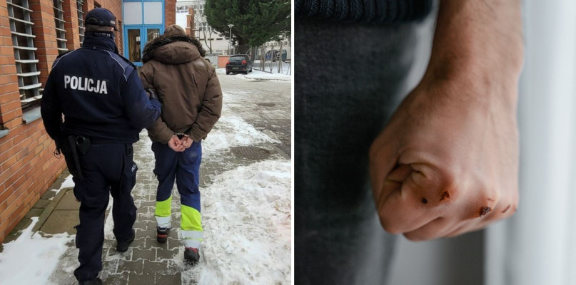 Po lewej: 46-latek zatrzymany przez policję, fot. Komenda Miejska Policji w Sopocie. Po prawej: zdjęcie poglądowe, fot. Pixabay.