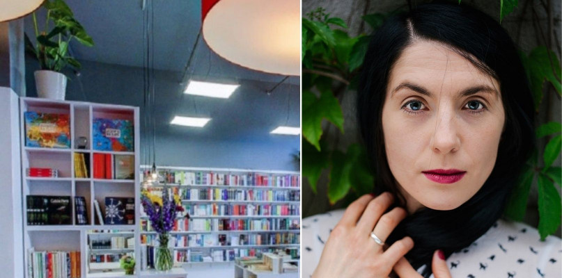 Po prawej: Księgarnia Smak Słowa. Po lewej: Małgorzata Lebda, fot. Kuba Ociepa (2016)