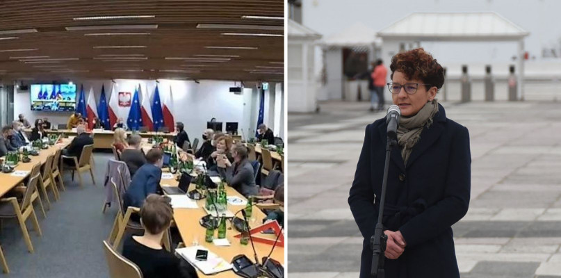 Po lewej: Wysłuchanie publiczne w sprawie planowanych zmian w prawie oświatowym. Po prawej: Madalena Czarzyńska-Jachim - zdjęcie poglądowe.