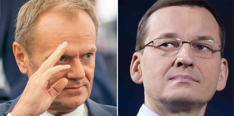 Po prawej: Donald Tusk, CC-BY-4.0: © European Union 2019 – Source: EP. Po lewej: Mateusz Morawiecki, CC BY SA 4.0
