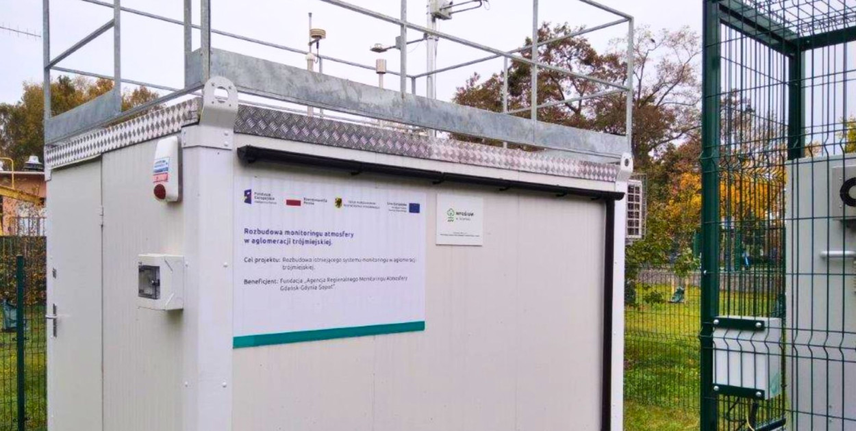 Automatyczna stacja monitoringu jakości powietrza i warunków meteorologicznych przy ul. Bitwy pod Płowcami Fot. ARMAG