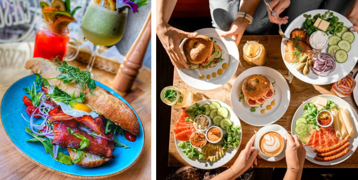 Najlepsze śniadania w Sopocie - propozycje restauracji. Po lewej: Śliwka w Kompot, po prawej: Pociąg do...