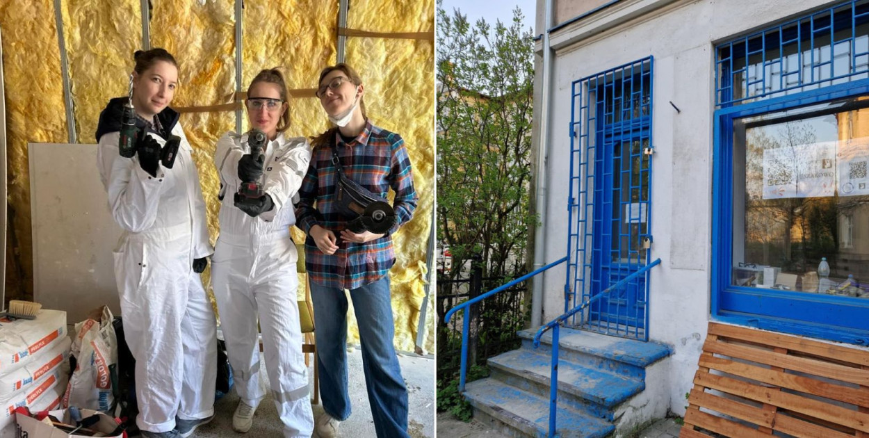 Zdjęcie z lewej: Materiały Stowarzyszenia Pomocy Królikom- Sopockie Uszakowo. Zdjęcie z prawej: remontowany budynek Uszakowa, fot. esopot.pl