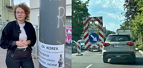 Ośmieszające plakaty o korkach na Alei Niepodległości