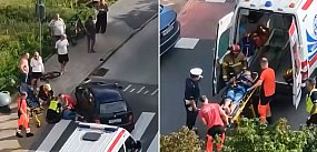 80-latka potrąciła rowerzystkę na Brodwinie [WIDEO]