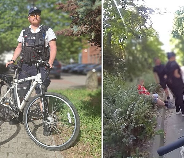 Policjanci ruszyli na pomoc rowerzyście! Zobacz kulisy interwencji [WIDEO]-35091
