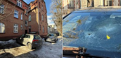 Chwile grozy w centrum Sopotu! Bryły lodu spadły prosto na auta