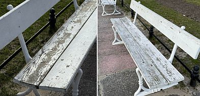 Łuszcząca się farba i popękane deski! Tak wyglądają ławki przy molo