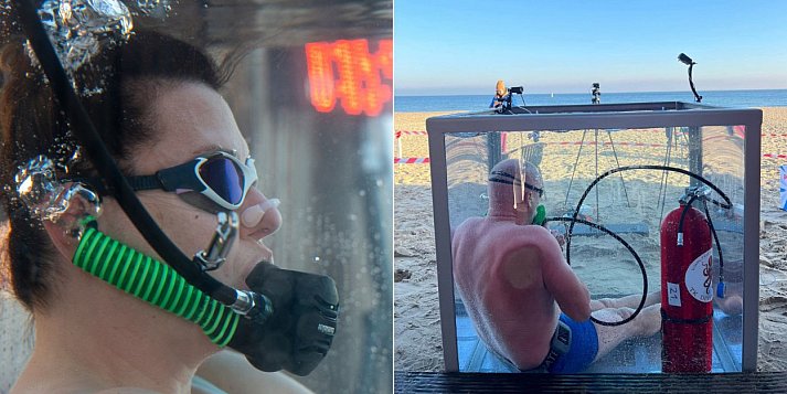 Ekstremalne wyzwanie w Sopocie! Dwa rekordy Guinnessa i blisko godzina pod lodowatą wodą