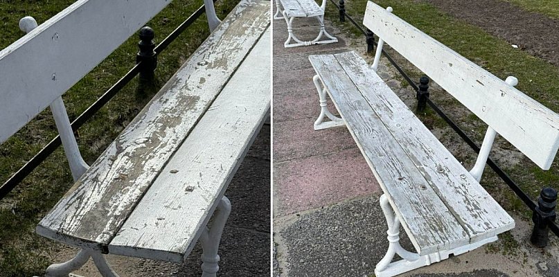 Łuszcząca się farba i popękane deski! Tak wyglądają ławki przy molo