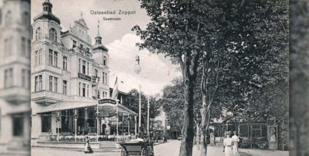 Hotel Metropol oraz ul. Morska na fotografii z 1908 r.  (KC, , Dr. Trenkler Co., 1908 r.), za: www.dawnysopot.pl.