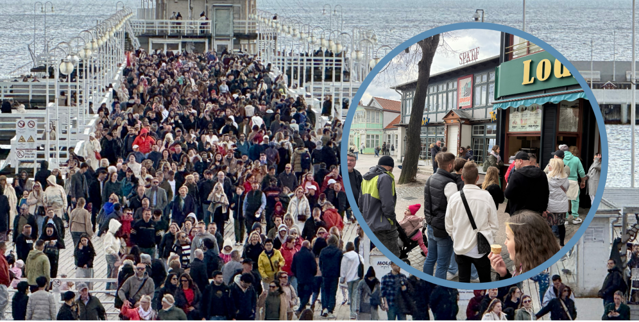 Wielkanocne oblężenie Sopotu. Tłumy na Monciaku, pełne ogródki i kolejki po gofry