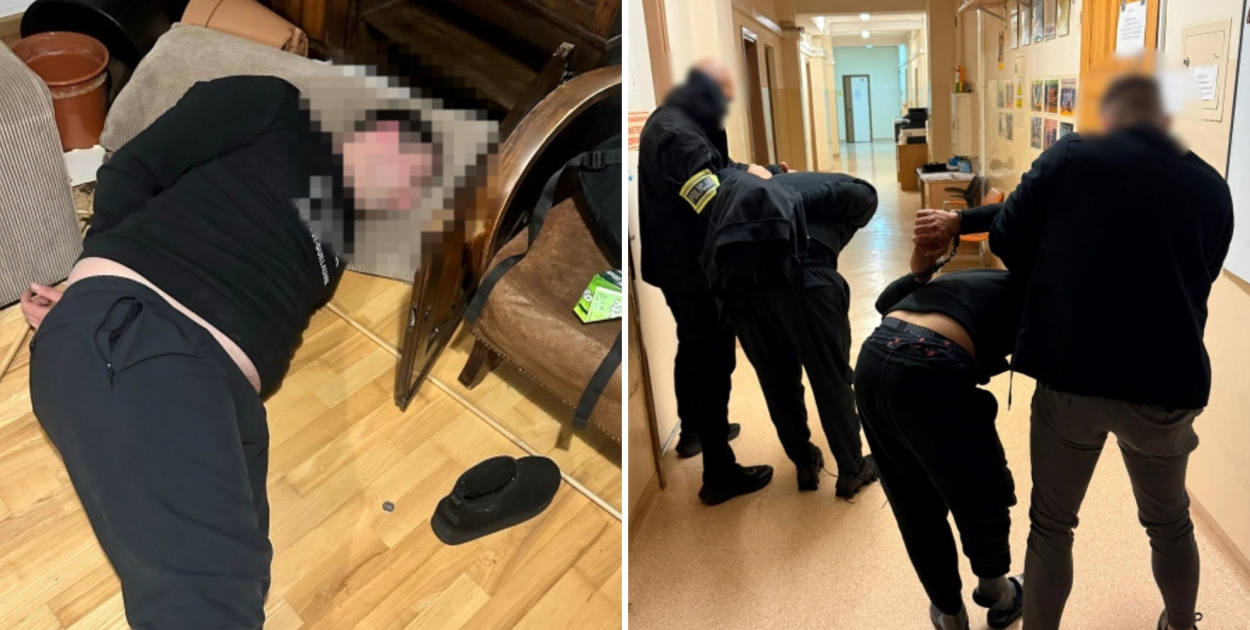 Zaczął uciekać na widok policjantów. Funkcjonariusze siłą weszli do mieszkania
