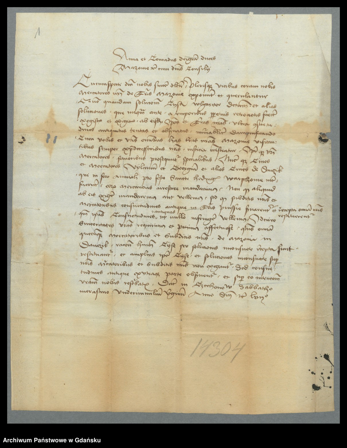 Źr&oacute;dło: Archiwum Państwowe w Gdańsku