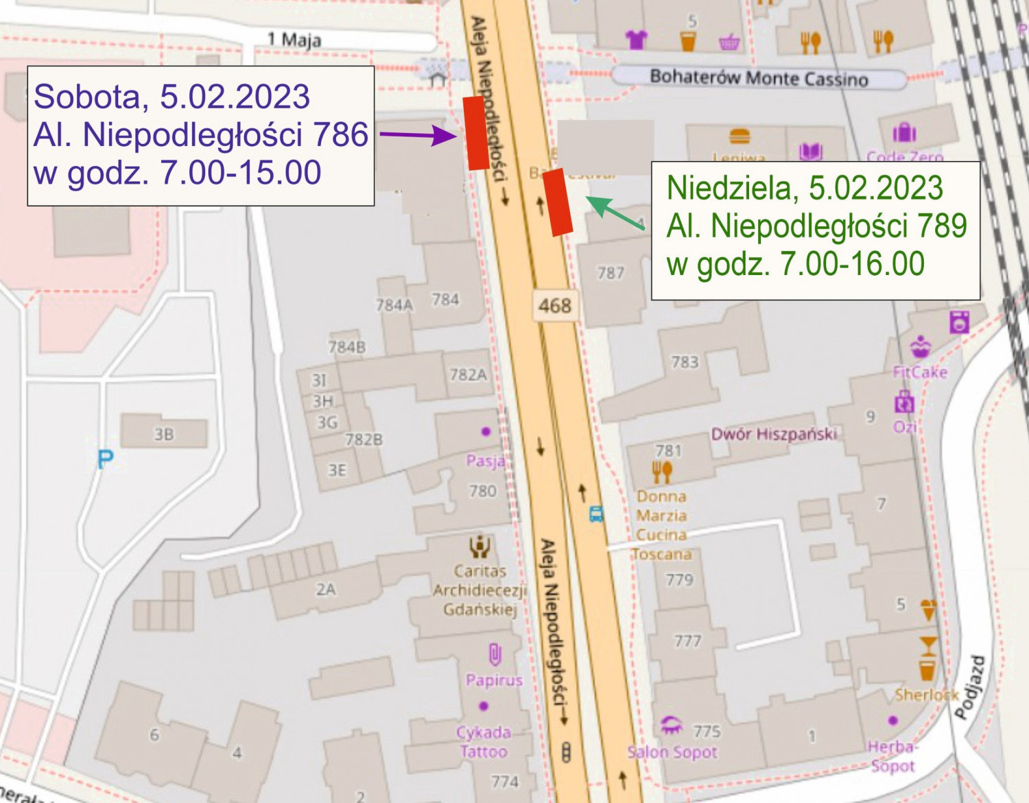 Mapa - © autorzy OpenStreetMap / Materiały ZDiZ Sopot
