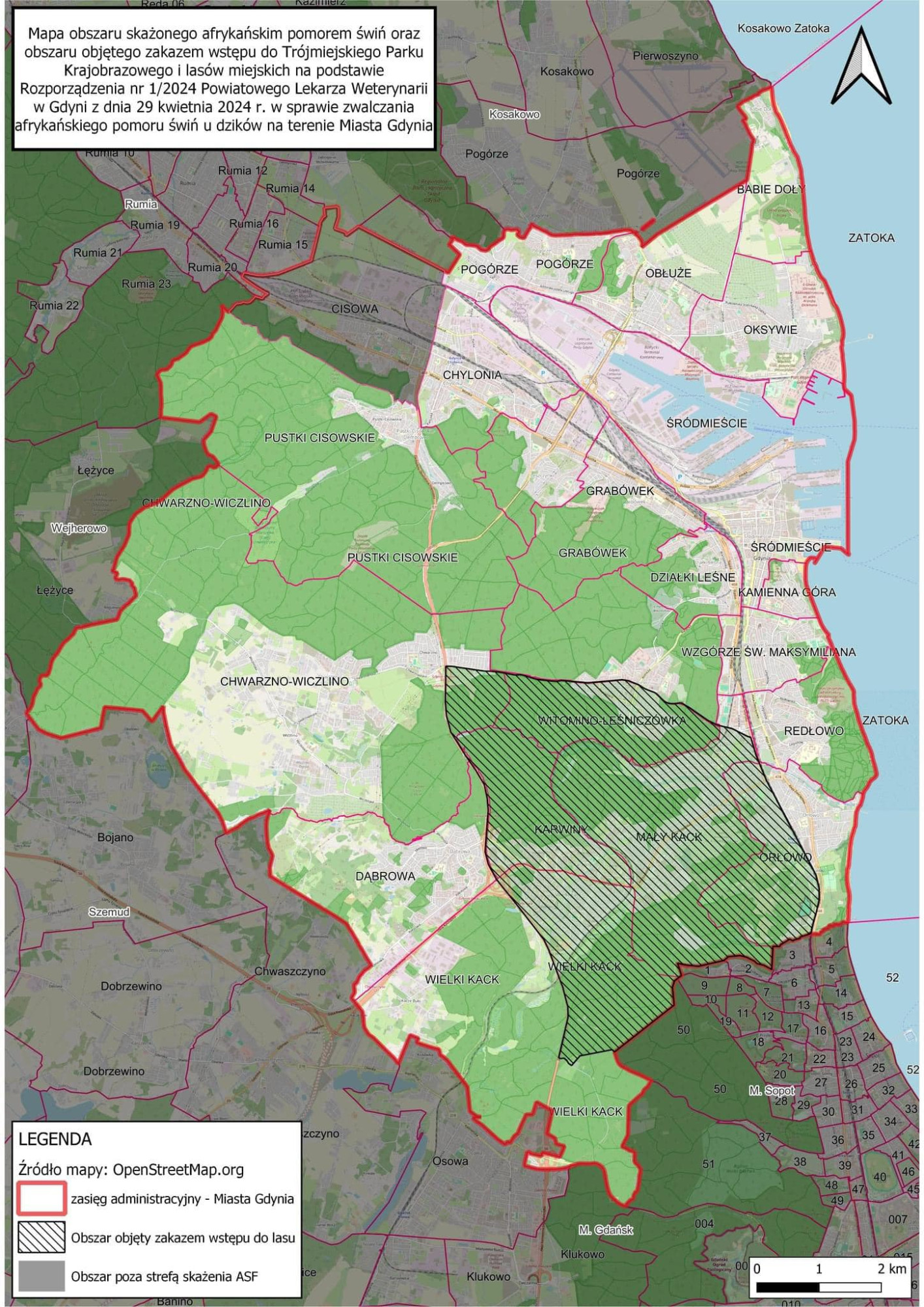 Mapa obszaru objętego zakazem wstępu z uwagi na ASF / Materiały prasowe