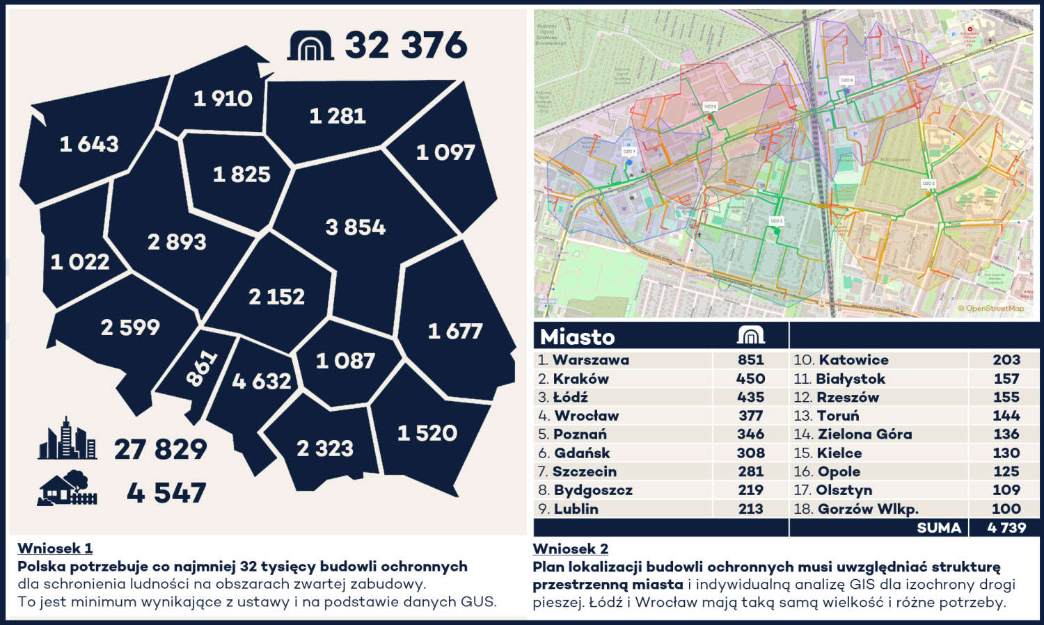 Mapa braku schronów w Polsce