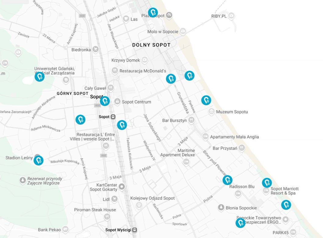 Sopockie zdroje wodne zewnętrzne. Źródło: aqua-sopot.com.pl