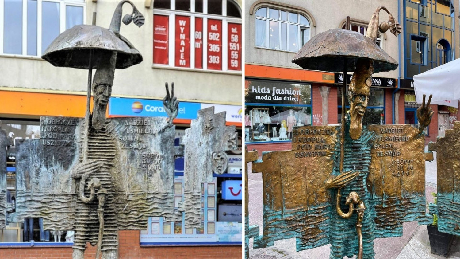 Parasolnik przed i po renowacji