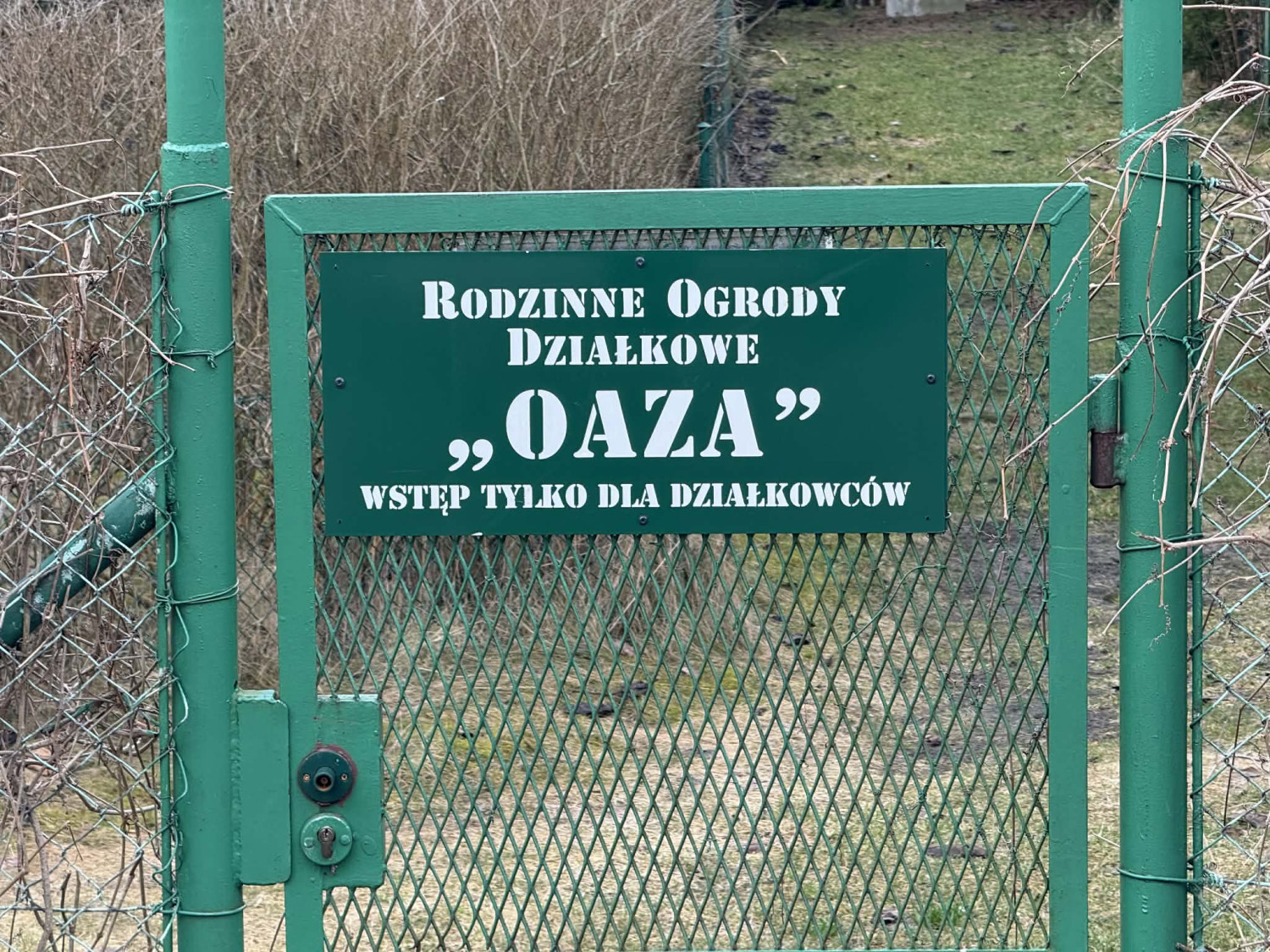 Wejście na teren ogródków działkowych ROD Oaza. Fot. esopot.pl