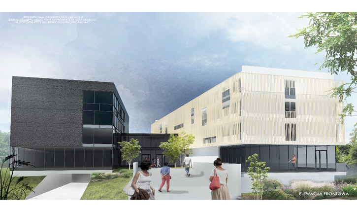 Dom Studencki nr 9 w Sopocie - wizualizacja: TATAMI ARCHITEKCI. Materiały prasowe Uniwersytetu Gdańskiego Dom Studencki nr 9 w Sopocie - wizualizacja: TATAMI ARCHITEKCI. Materiały prasowe Uniwersytetu Gdańskiego