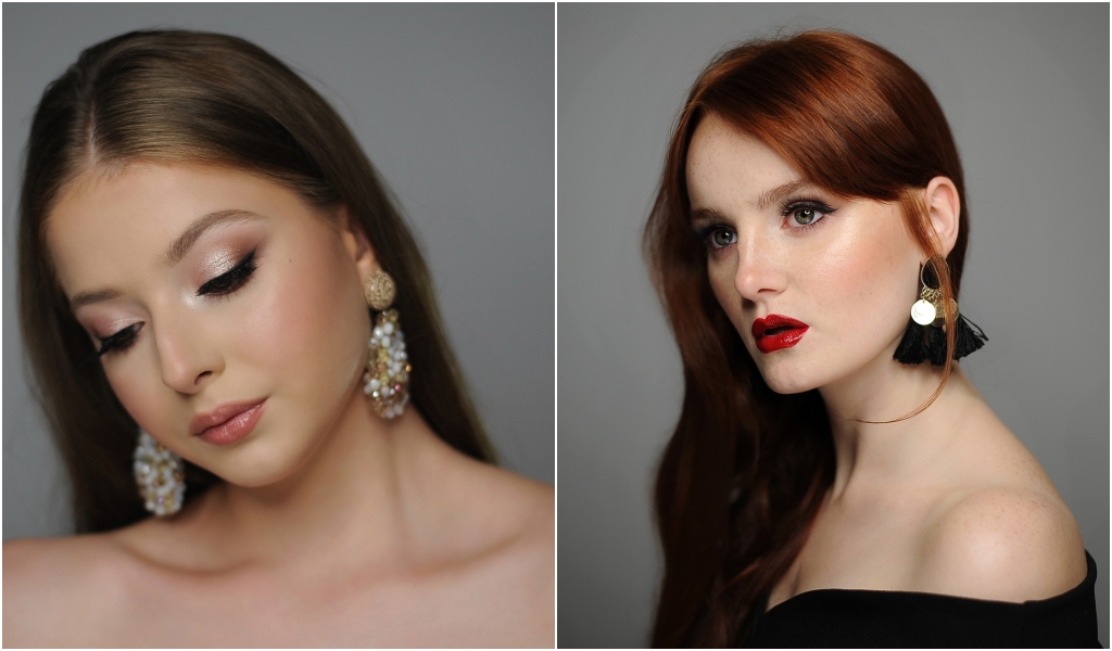 Makijaż: Emila Różycka - Make up | Od lewej: błyszczący makijaż z kreską, mod. Amelia Korczak | Czerwone usta i kreska, mod. Redapocalypse