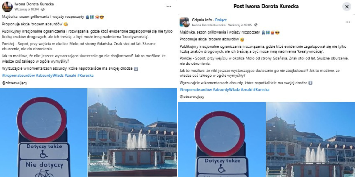 Na zdjęciu: posty zamieszczone przez Iwonę Kurecką w sieci.