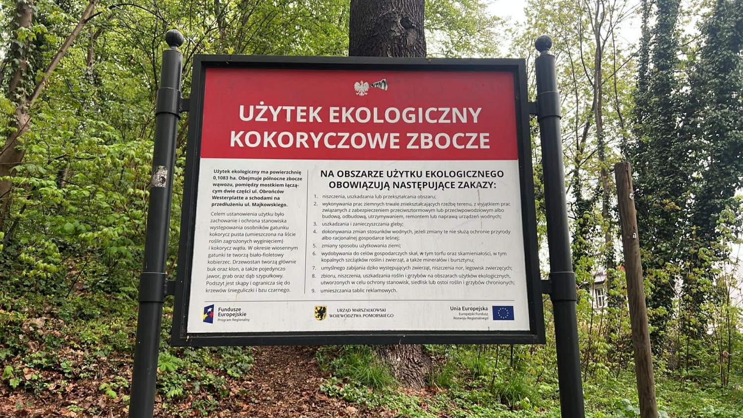 Tablica informacyjna na Kokoryczowym Zboczu. Fot. esopot.pl